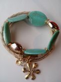 Conjunto de Pulseiras Dourada Verde Agua