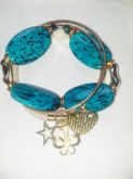 Conjunto de Pulseiras Dourada Azul Turquesa